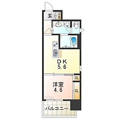 GARDENIA鶴見 1DKの間取図画像