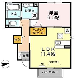 近鉄奈良線 河内花園駅 徒歩17分の賃貸アパート 1階1LDKの間取り