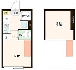 メゾン・コウ 西中延 2階ワンルームの間取り
