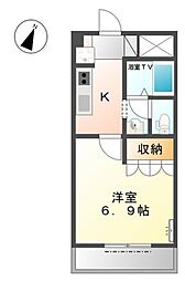 南海線 紀ノ川駅 徒歩18分の賃貸アパート 1階1Kの間取り