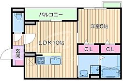 阪急千里線 関大前駅 徒歩20分の賃貸アパート 1階1LDKの間取り