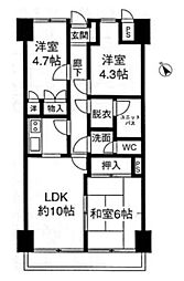 グランドール武戸野 4階3LDKの間取り