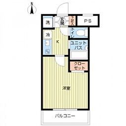 都営大江戸線 練馬駅 徒歩10分の賃貸マンション 5階1Kの間取り