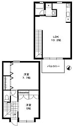 バンブーガーデン 1階2LDKの間取り