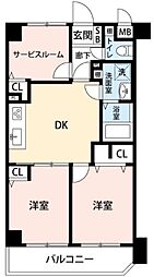 日暮里舎人ライナー 西新井大師西駅 徒歩9分の賃貸マンション 3階2SDKの間取り
