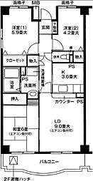 クライン デァ ベルクII 2階3LDKの間取り