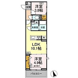 セレスティア池袋立教通り 2階2LDKの間取り