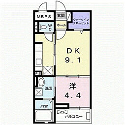 セゾンアキ 1LDKの間取図画像