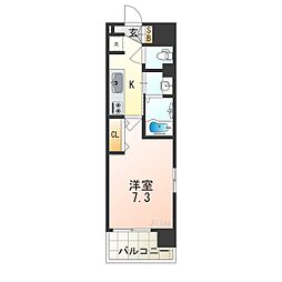 Luxe我孫子II 3階1Kの間取り