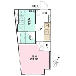Fika大井町 1階1Kの間取り