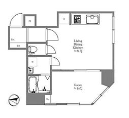 第31宮庭マンション 2階1LDKの間取り