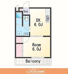 マンション本町 1DKの間取図画像