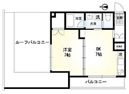 EL COURT WADA 3階1DKの間取り