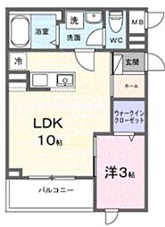 ヒカルサ川越霞ヶ関 1LDKの間取図画像
