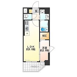 ソルテラス京都JUJO華 2階1LDKの間取り