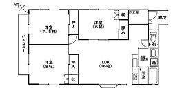 第3コーポ石井 3LDKの間取図画像