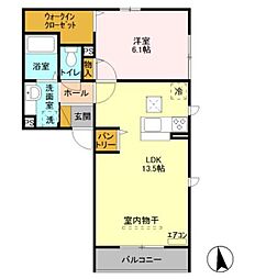 カーサコンフォルトA 1LDKの間取図画像