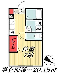 都営新宿線 瑞江駅 徒歩10分の賃貸アパート 2階1Kの間取り