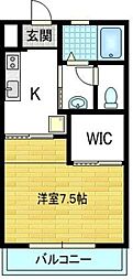 サニーコート共和 1Kの間取図画像