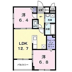アーバンコート堀川西 4階2LDKの間取り