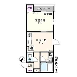 京急本線 梅屋敷駅 徒歩13分の賃貸アパート 2階1DKの間取り