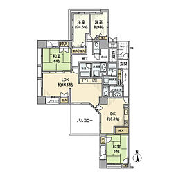ビュータワーズ向陽台3号棟 1階4LDKの間取り
