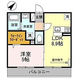 プルミエール大宮七里A 1LDKの間取図画像