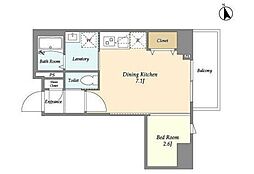 グランカーサ上野 7階1DKの間取り