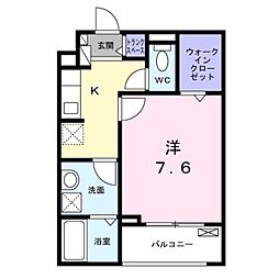 カルム 新久 1Kの間取図画像