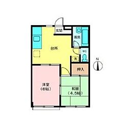 ファミーユ樹 1階2DKの間取り