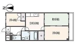 マイタウン鶴間 3階3DKの間取り