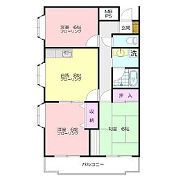 リバティヒルA 3DKの間取図画像