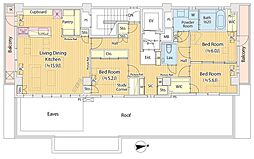 Ｃｏｕｒｔ　Ｈａｔｓｕｄａｉ 4階3LDKの間取り