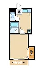 ブリックアーバー 2階1Kの間取り