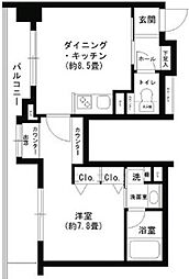 クリオ文京小石川 1DKの間取図画像