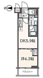 ハーモニーレジデンス東新宿 3階1DKの間取り