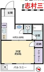 志村三丁目フラワーホーム 4階1Kの間取り