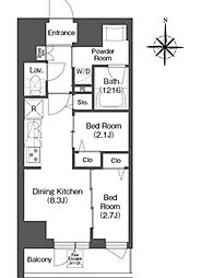 コンフォリア・リヴ西蒲田 12階2DKの間取り