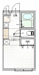 フォレストハウス船橋 1階ワンルームの間取り
