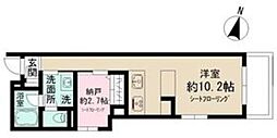 Admiral Himonya ワンルームの間取図画像