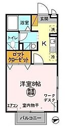 ヴィラデルニエ 2階1Kの間取り