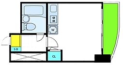アルス中目黒 6階ワンルームの間取り