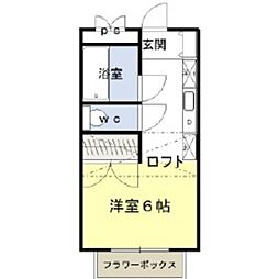 レオパレスプリマベーラ 1階ワンルームの間取り