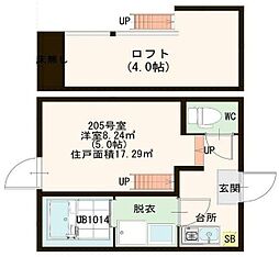 アレグリア 2階1Kの間取り