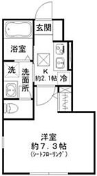 Kハイム中延 1階1Kの間取り