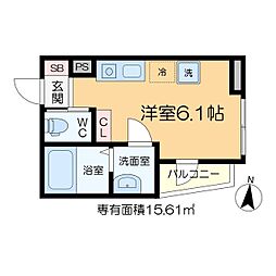 ＡＱリーフィア堀切 1階ワンルームの間取り