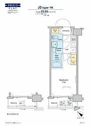 プラウドフラット月島アベニュー 3階1Kの間取り