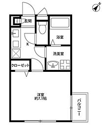 アムール グリーン 1階1Kの間取り