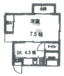 コーポマサ2 1DKの間取図画像