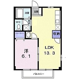 ニューシティー川合 2階1LDKの間取り